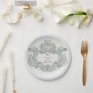 Assiettes En Carton Vintage Botanique Vert Jardin Mariage Thème