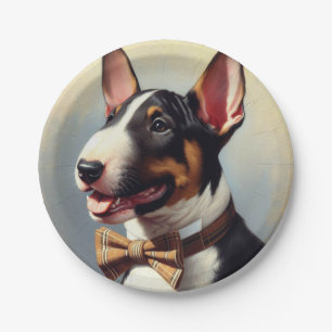 Assiettes En Carton Vintage Bull Terrier Peinture Portrait
