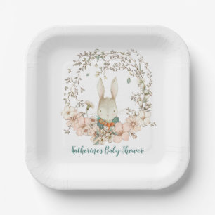 Assiettes En Carton Vintage Bunny Florals de lapin Baby shower garçon