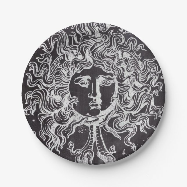 Assiettes En Carton vintage chalkboard Greek mythology Gorgon medusa (Devant)