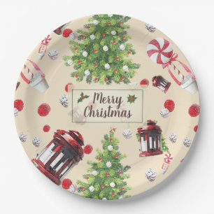 Assiettes En Carton Vintage Christmas Art Motif