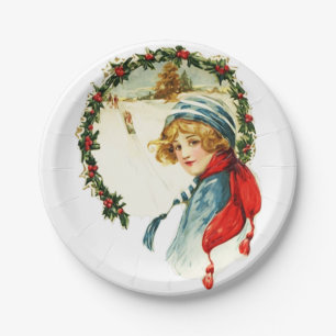 Assiettes En Carton Vintage Christmas Boy