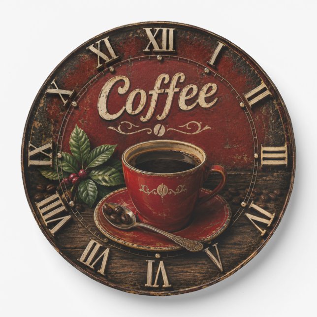 Assiettes En Carton Vintage Coffee Cup  (Devant)
