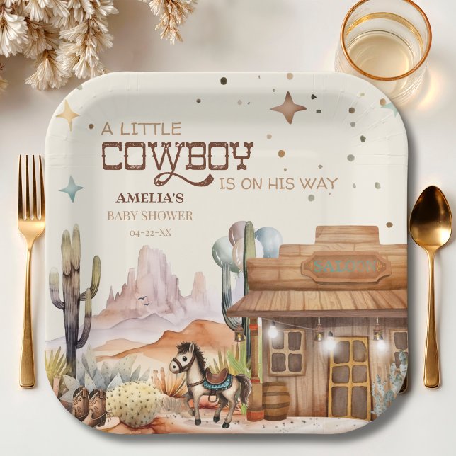 Assiettes En Carton Vintage Cowboy Western (Créateur téléchargé)