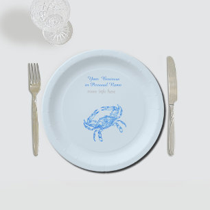 Assiettes En Carton Vintage crabe bleu personnalisé
