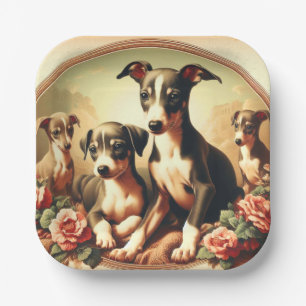 Assiettes En Carton Vintage Cute Italien Greyhound Peinture