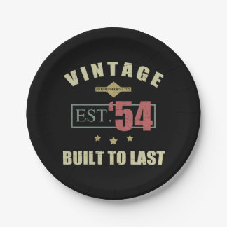 Assiettes En Carton Vintage Est. 1954 70e anniversaire