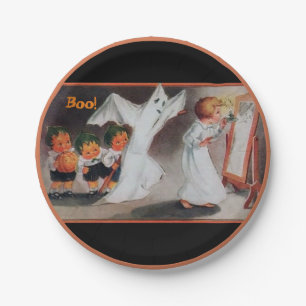 Assiettes En Carton Vintage fille d'Halloween avec plaques de papier b
