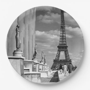 Assiettes En Carton Vintage France Paris Tour Eiffel Palais Chaillot