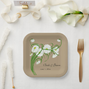 Assiettes En Carton Vintage Gerber Daisy Flowers Mariage