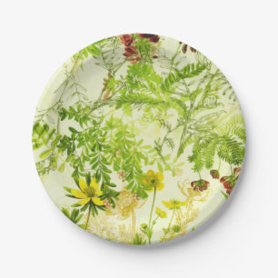 Assiettes En Carton Vintage Green Woodland Feuille  botanique Fleur sa