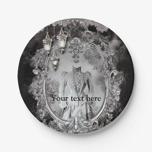 Assiettes En Carton Vintage Hantée dame Halloween Costume Party (Devant)