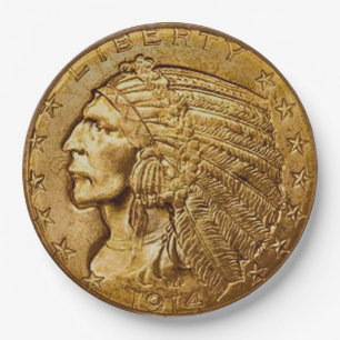 Assiettes En Carton Vintage Indian Head Gold Coin