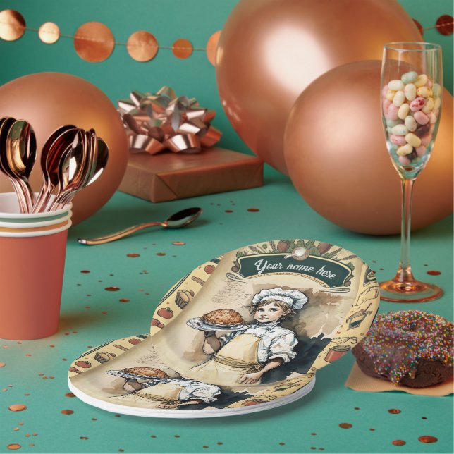 Assiettes En Carton Vintage little cook (Multi)