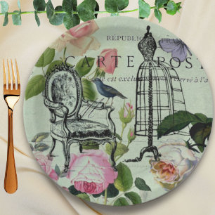Assiettes En Carton Vintage Monnaie French Rose Paris