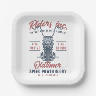 Assiettes En Carton Vintage Motorcycle Riders Inc