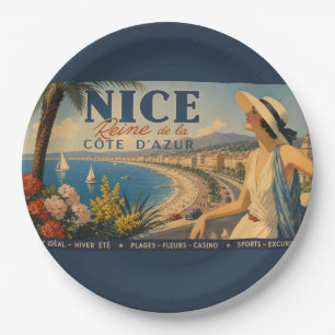 Assiettes En Carton Vintage Nice Reine Côte d'Azur