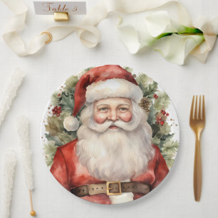 Assiettes En Carton Vintage Noël Père Noël Souriant