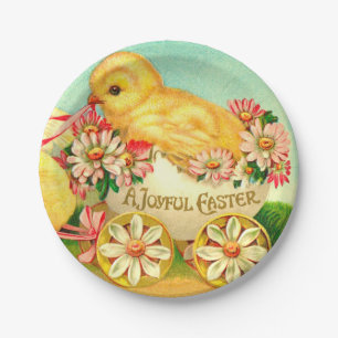 Assiettes En Carton Vintage Oeuf de Pâques Porte-poussins Fleurs flora