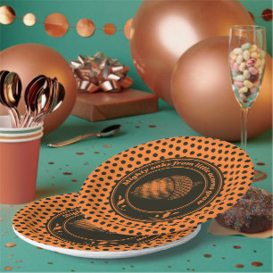 Assiettes En Carton Vintage Orange Brown Proverbe Chêne Acorn Feuilles