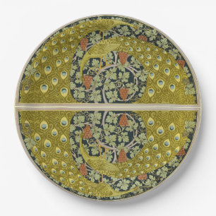 Assiettes En Carton Vintage Paon Art Nouveau Vert Sauge Floral