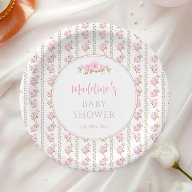 Assiettes En Carton Vintage Pink Rose (Créateur téléchargé)