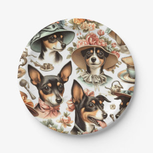 Assiettes En Carton Vintage Rat Terrier sans fil