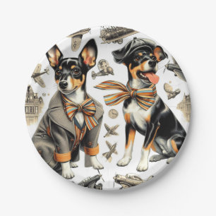 Assiettes En Carton Vintage Rat Terrier sans fil
