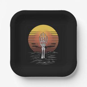 Assiettes En Carton Vintage Rétro Coucher de soleil Halloween Zombie M