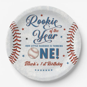 Assiettes En Carton Vintage Rookie 1ère fête de baseball anniversaire