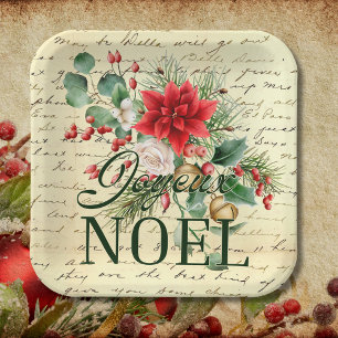 Assiettes En Carton Vintage Russe Français Joyeux Noel