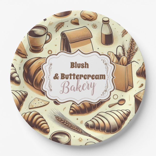 Assiettes En Carton Vintage Rustic Bakery (Devant)