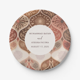 Assiettes En Carton Vintage rustique Élégant Nikkah Mariage islamique