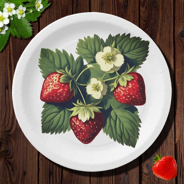Assiettes En Carton Vintage strawberries (Créateur téléchargé)