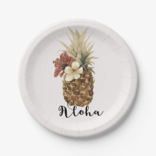 Assiettes En Carton Vintage Tropical Fleur d'Hibiscus Aloha