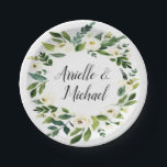 Assiettes En Carton Vintage végétation fleurie Jardin Plaques de maria<br><div class="desc">Vintage Floral Greenery Jardin Plaques de mariage - disposent d'un arrière - plan d'aquarelle imprimé avec une couronne d'aquarelle fleurie d'éléments design dans les tons blanc,  ivoire et vert (verdure). Utilisez ces assiettes à des réceptions,  des dîners de répétition,  des fêtes de fiançailles et plus encore.</div>