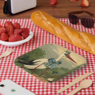 Assiettes En Carton Vintage Victorian Stork and Baby Carrie