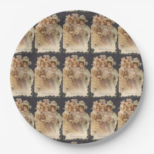 Assiettes En Carton Vintage Victorian Women Plaques en papier de Noël
