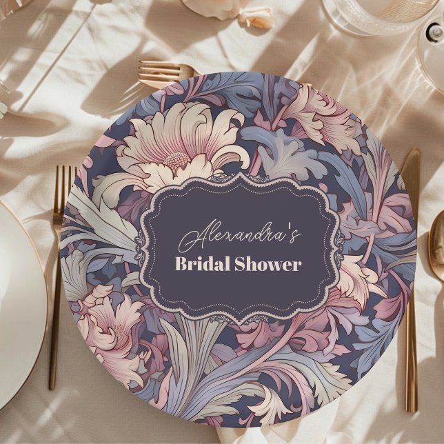 Assiettes En Carton Vintage William Morris Lavender (Créateur téléchargé)