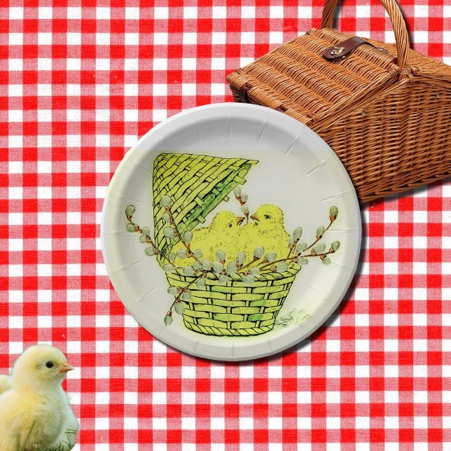 Assiettes En Carton Vintages poussins de Pâques (Créateur téléchargé)