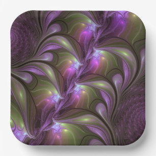 Assiettes En Carton Violet Abstrait violet violet kaki fractal