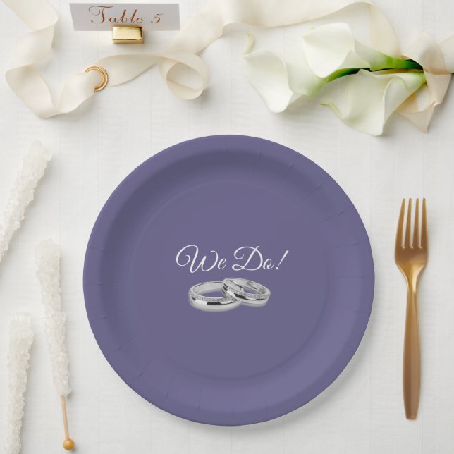 Assiettes En Carton Violet et blanc-nous faire - Cercles Mariages- (Mariage)