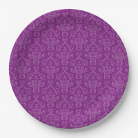 Violet Pourpre Élégant Damassé Vintage