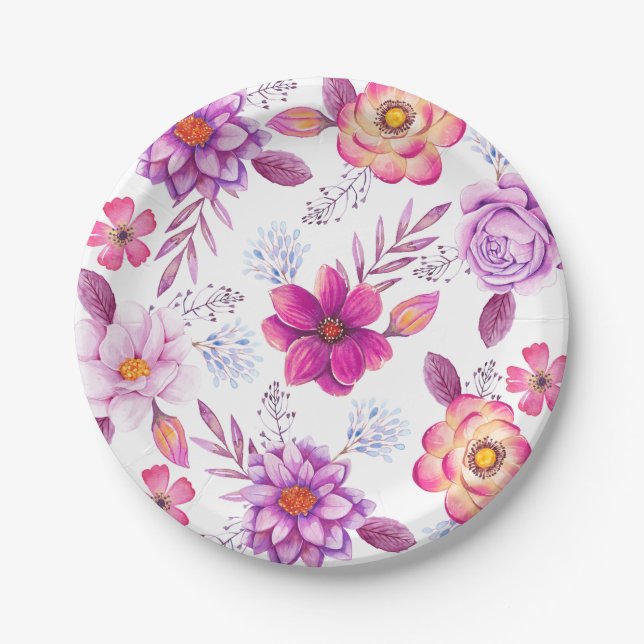 Assiettes En Carton Violet rose (Devant)