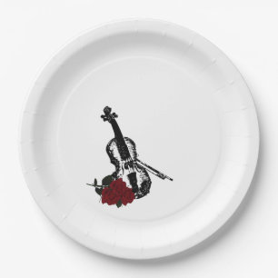 Assiettes En Carton Violon et Rose
