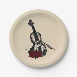 Assiettes En Carton Violon et Rose