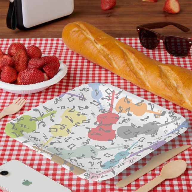 Assiettes En Carton Violons Et Notes Musicales (Créateur téléchargé)