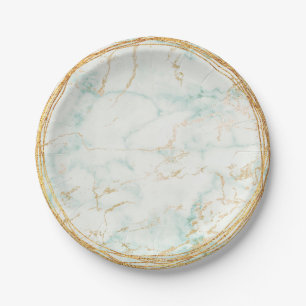 Assiettes En Carton VIP d'or fascinant de marbre vert en bon état