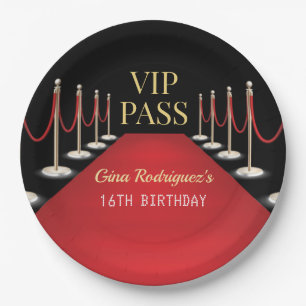 Assiettes En Carton VIP Pass Hollywood Tapis rouge Anniversaire