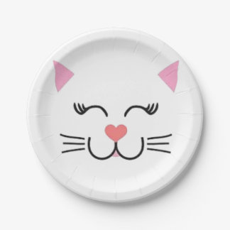Assiettes En Carton Visage de chat Kitty